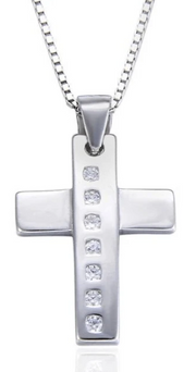 Colar cruzado religioso de prata em prata