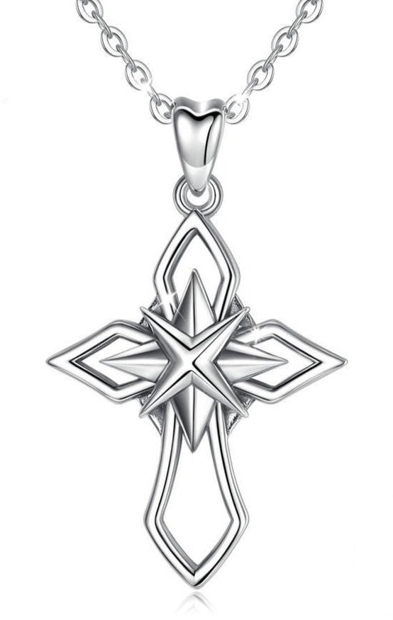 Silver Star Cross Pingente